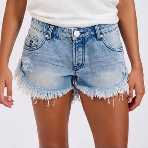 Dukes Low Waist Mini Denim Shorts - Salty Dog Blue size 30